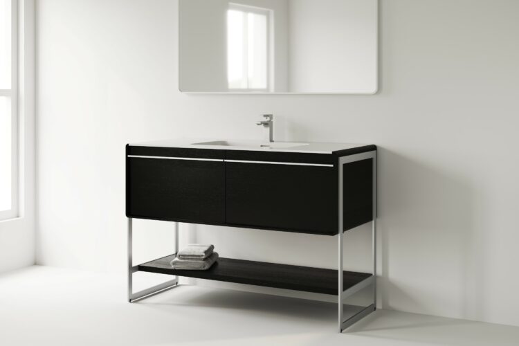 48C Black Oak and Polished Chrome - With Legs