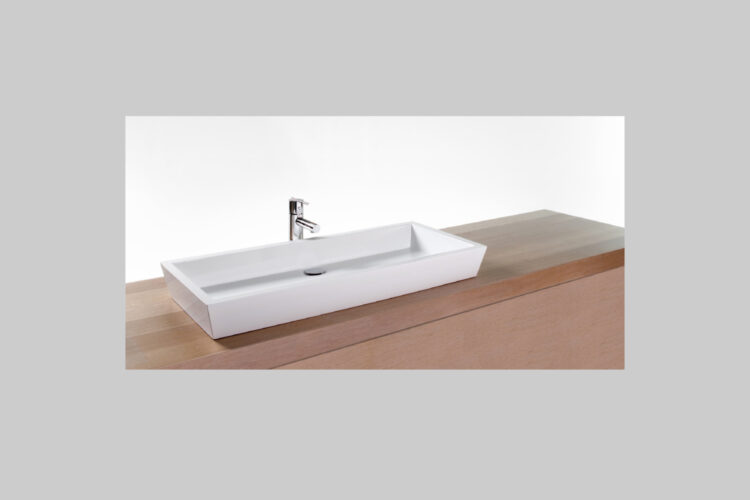 single vessel sink white gloss on counter