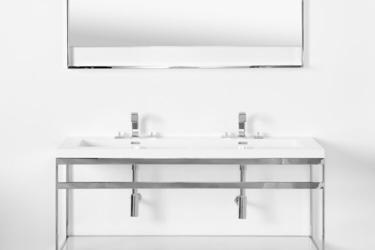 Double sink console final design steel frame