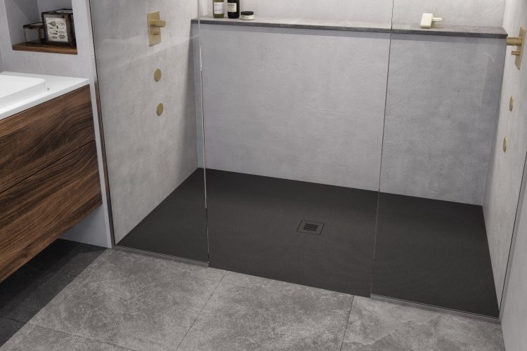 Shower bases in concrete black, eco friendly, non slip