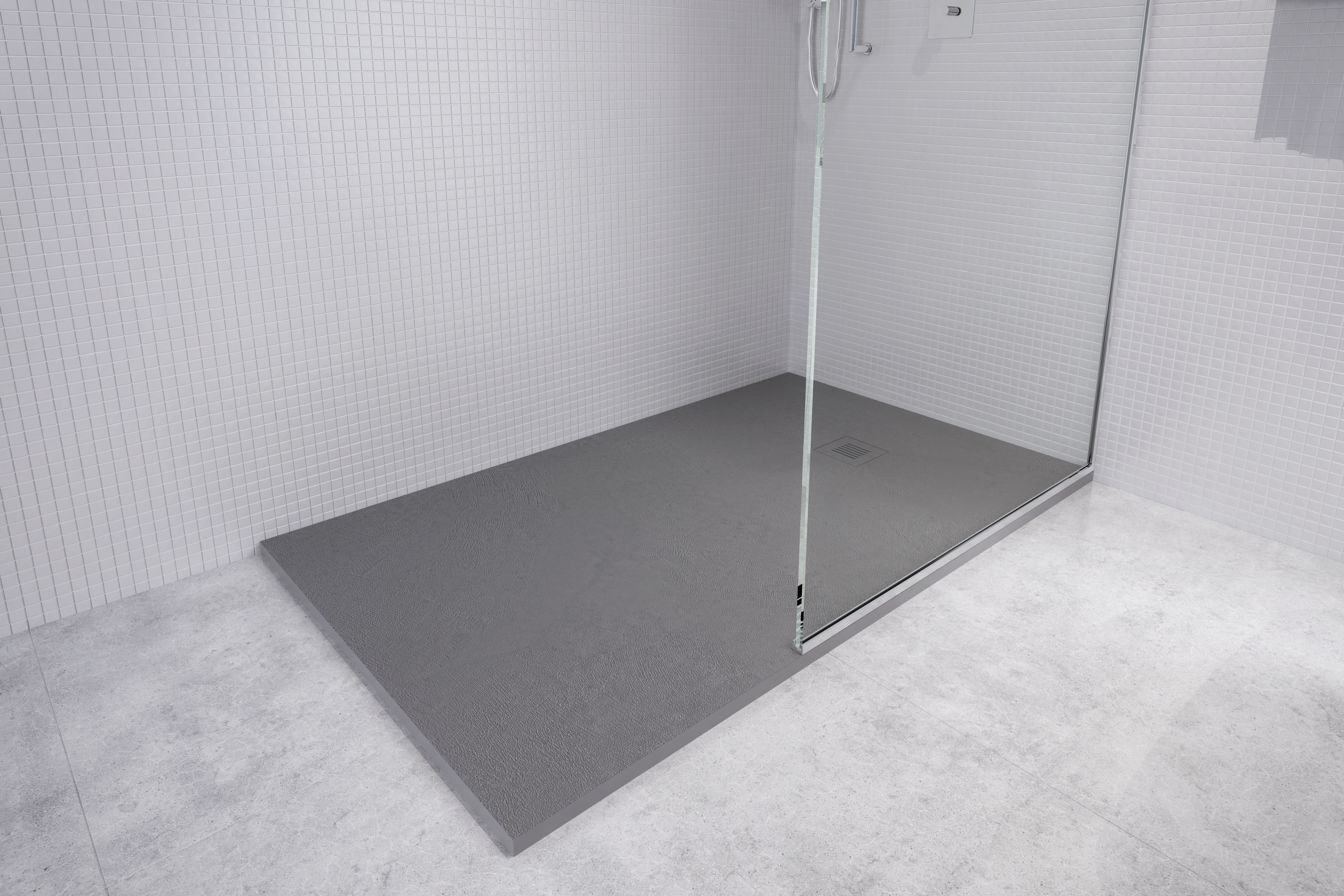 Shower bases in concrete gray, eco friendly, non slip